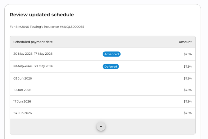 Change payment date review