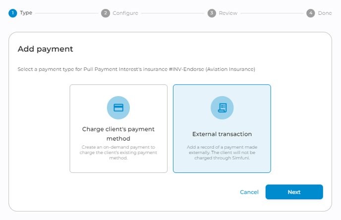 External transaction