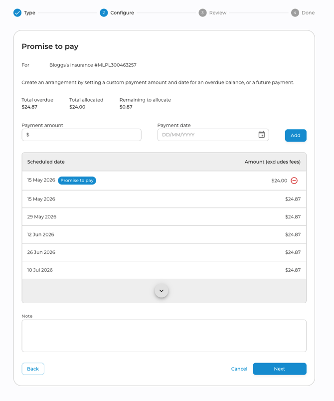 Promise to pay